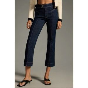 Pilcro Size 28 Nyhavn Mid-Rise Cropped Flare-Leg Jeans Indigo Wash